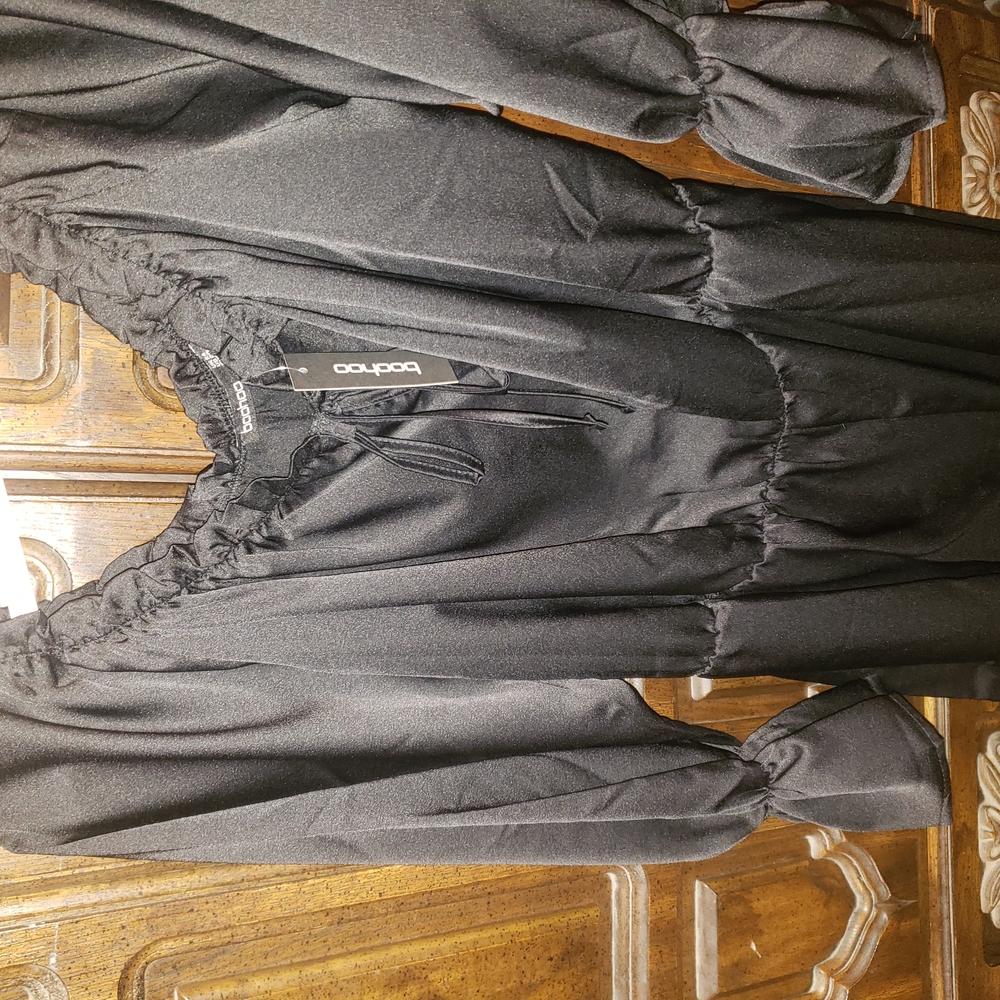 Boohoo Black Long-Sleeve Romper